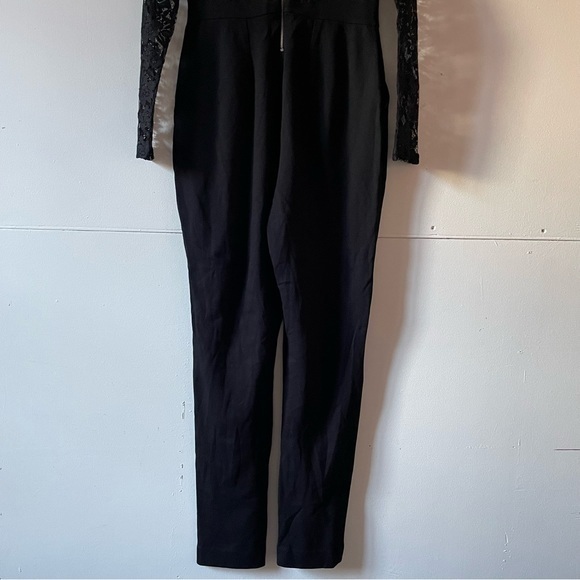 Lace faux leather  French Connection Black Sheer Jumpsuit size 6 - Picture 11 of 12